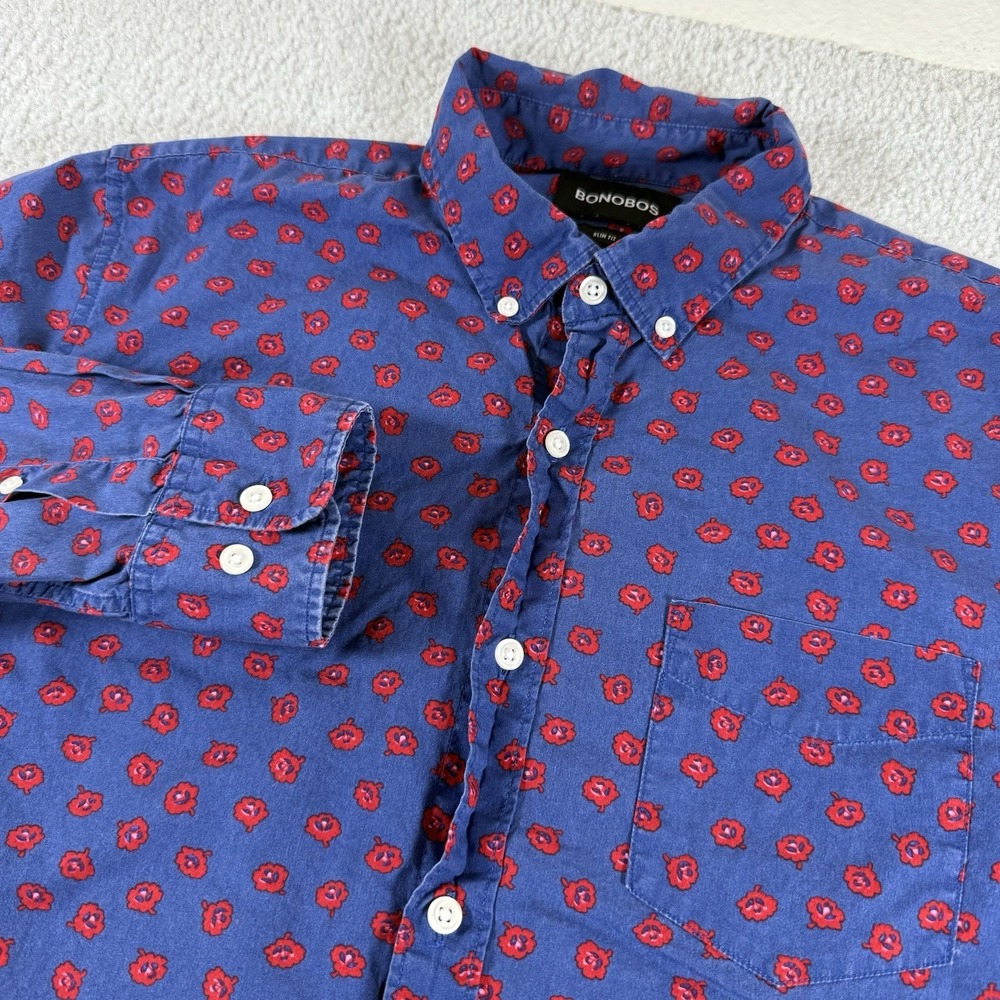 Bonobos Shirt Mens Large Floral Slim‎ Fit Long Sleeve Button Down